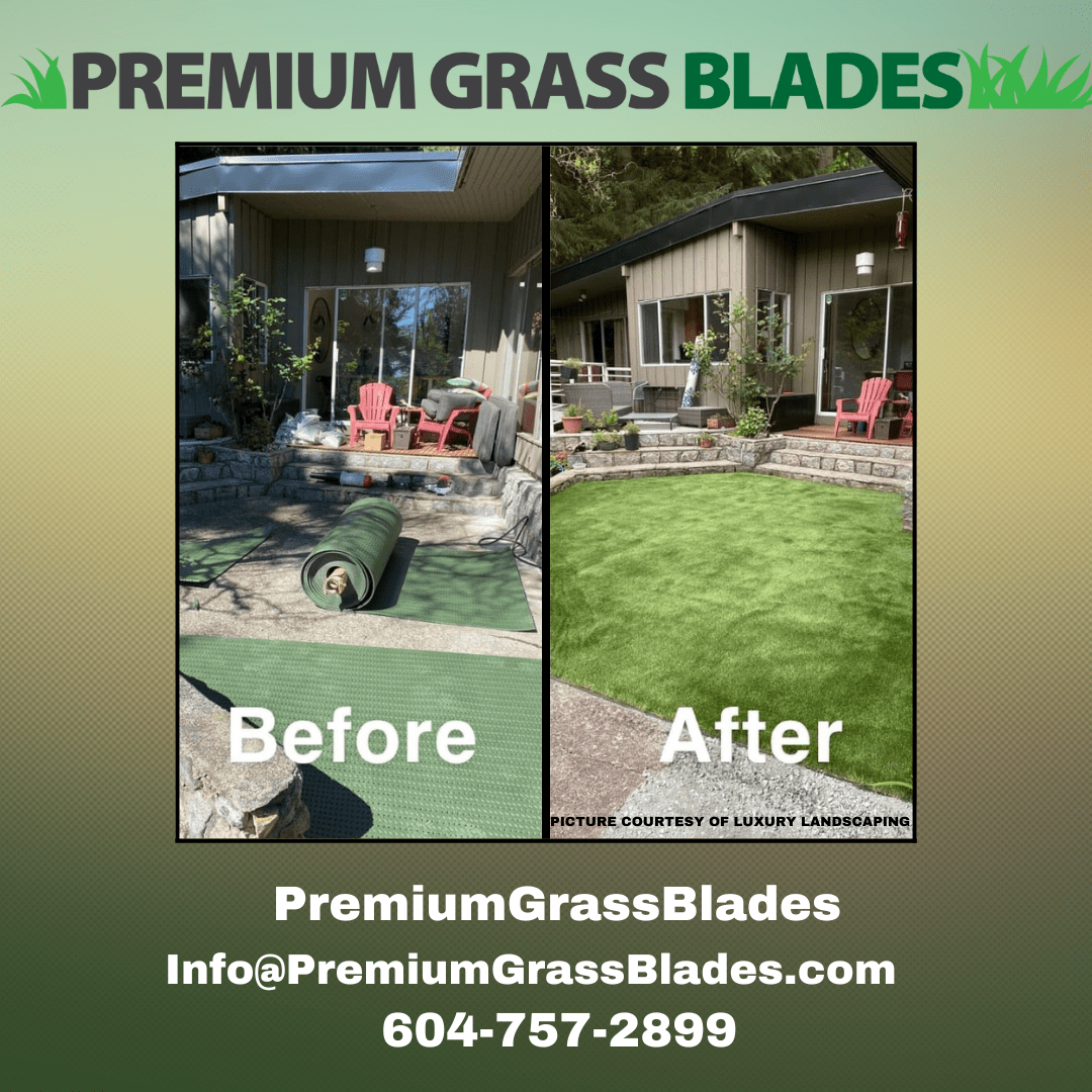 Premium Grass Blades Artificial Turf Over Concrete Pavement